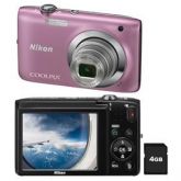 Câmera Digital Nikon Coolpix S2600 Rosa c/ LCD 2,7”, 14 MP,